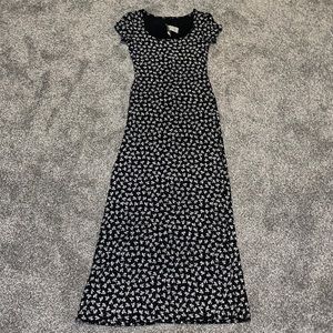 Vintage Black and white flower maxi dress - medium